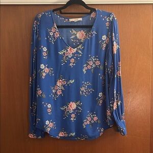 LOFT Blue Floral Blouse